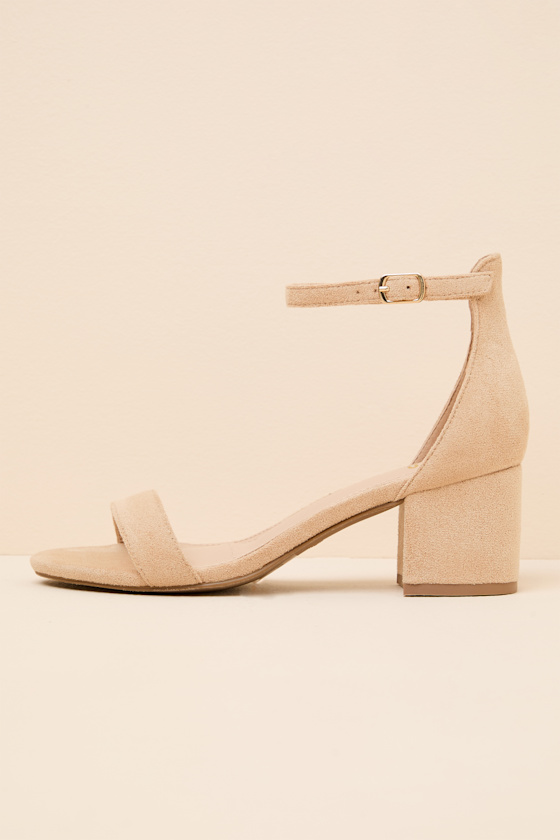 Harper Natural Suede Ankle Strap Heels 2