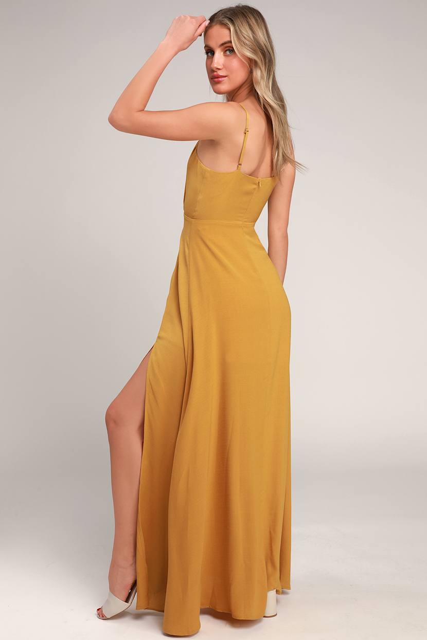formal mustard dress SOLERSUN Plus Size Yellow A-Line Maxi Dress Wedding Guest Party Semi Formal Keyhole Neck Bishop Sleeve High Waist Tie Flounce Hem Elegant Ca,2XL