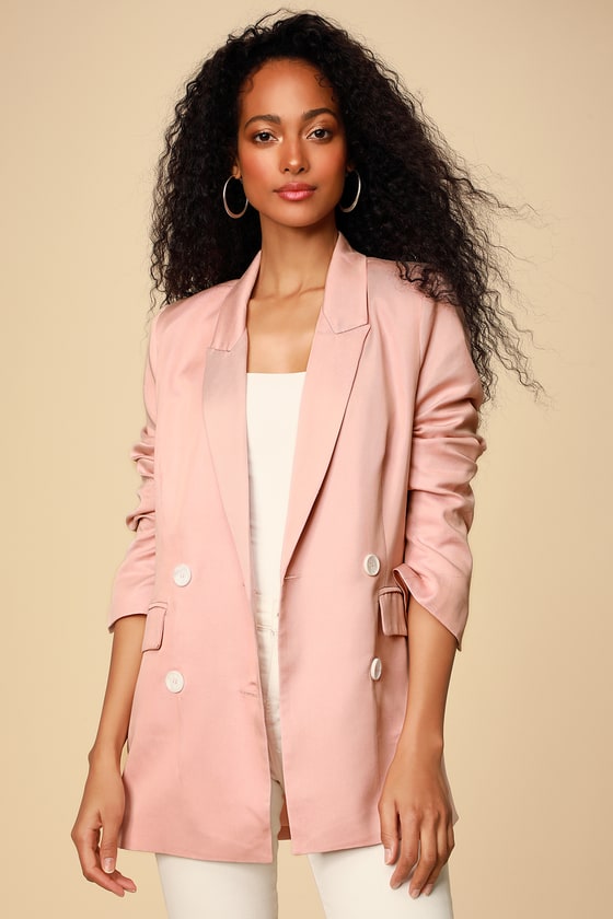 blush pink blazer outfit