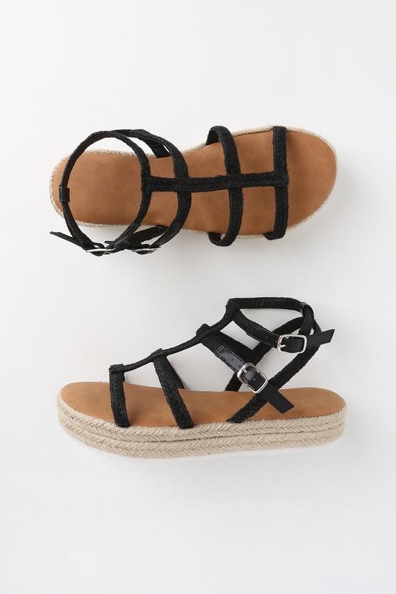 black flatform gladiator sandals