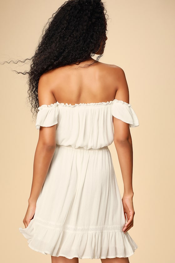 Palmeras White Off-the-Shoulder Mini Dress 5