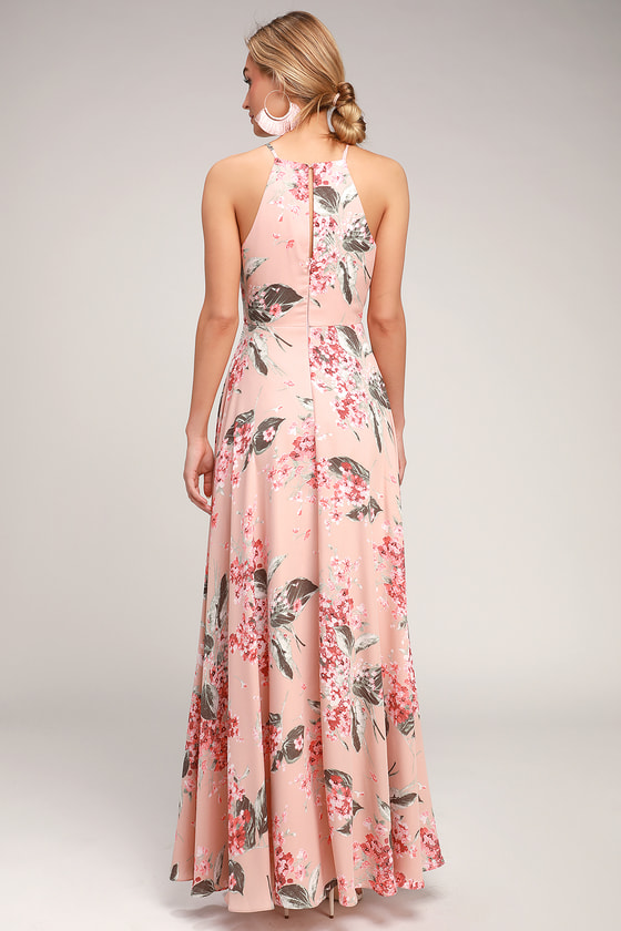 stylish floral print sleeveless maxi dress