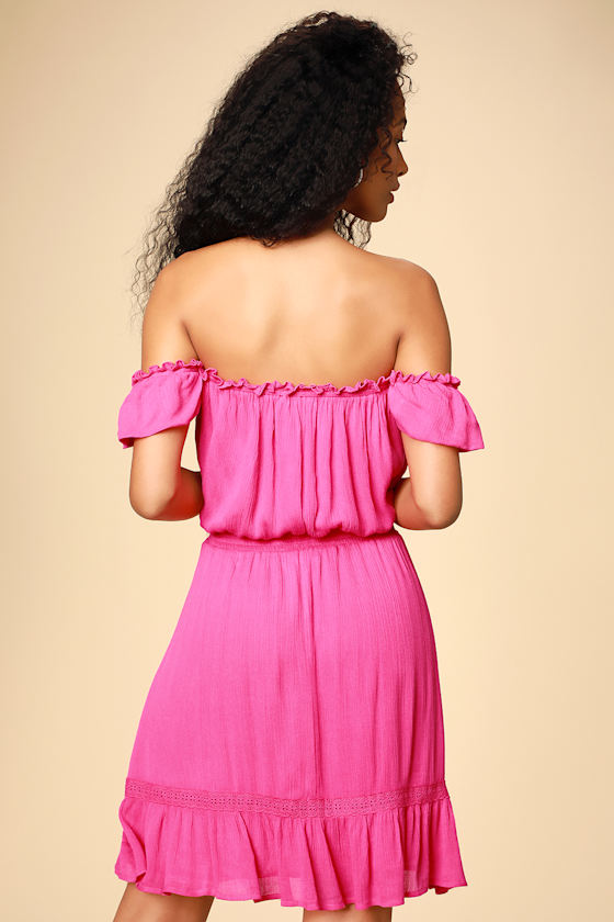 Palmeras Hot Pink Off-the-Shoulder Mini Dress 5