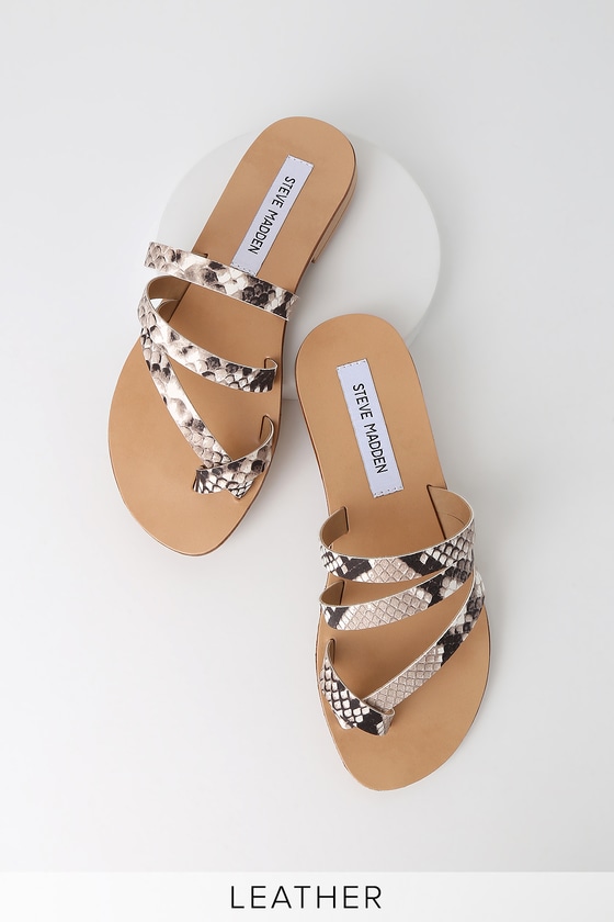 snakeskin thong sandals