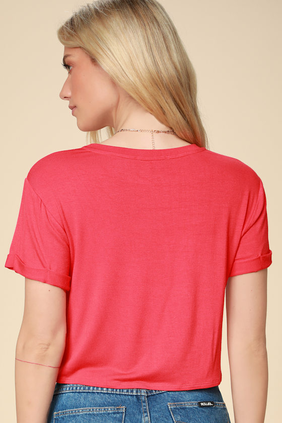 Carina Coral Red Cropped Tee 7