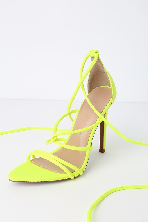 yellow strap up heels