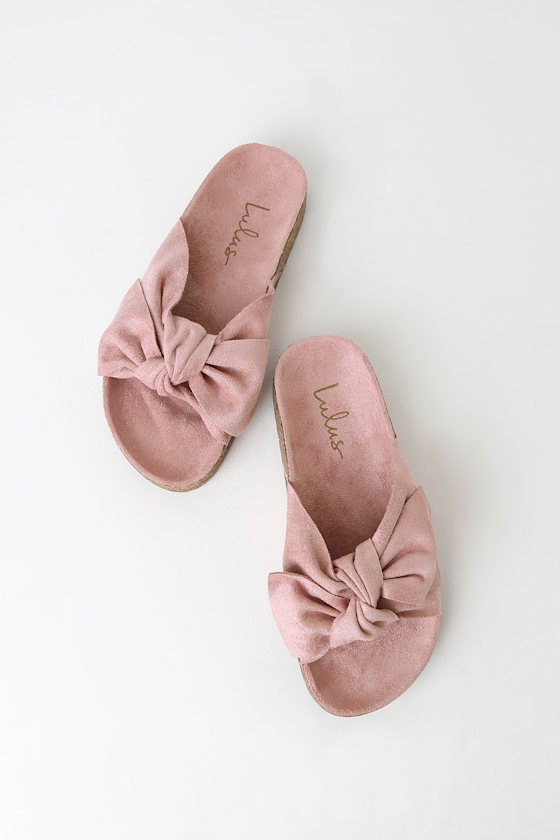 Campo Mauve Suede Knotted Slide Sandals 8
