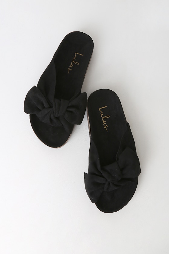 black suede slides