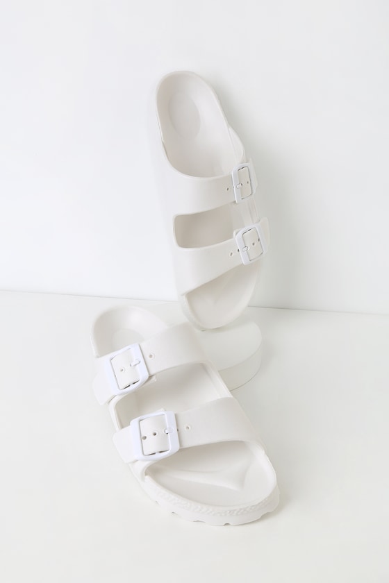 all white sandals