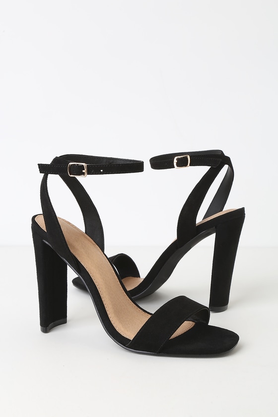 black suede strap heels