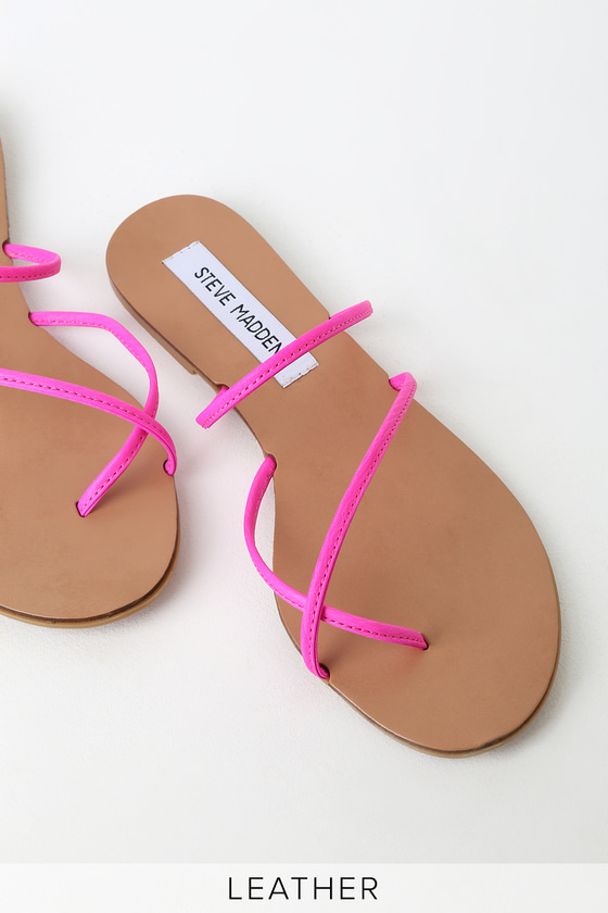 neon leather sandals