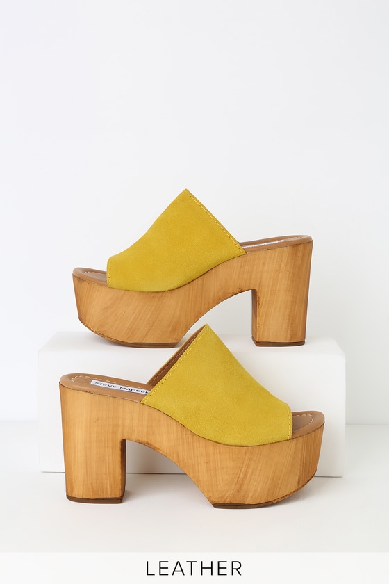 Steve Madden Playdate - Yellow Heels - Wooden Platform Heels - Lulus