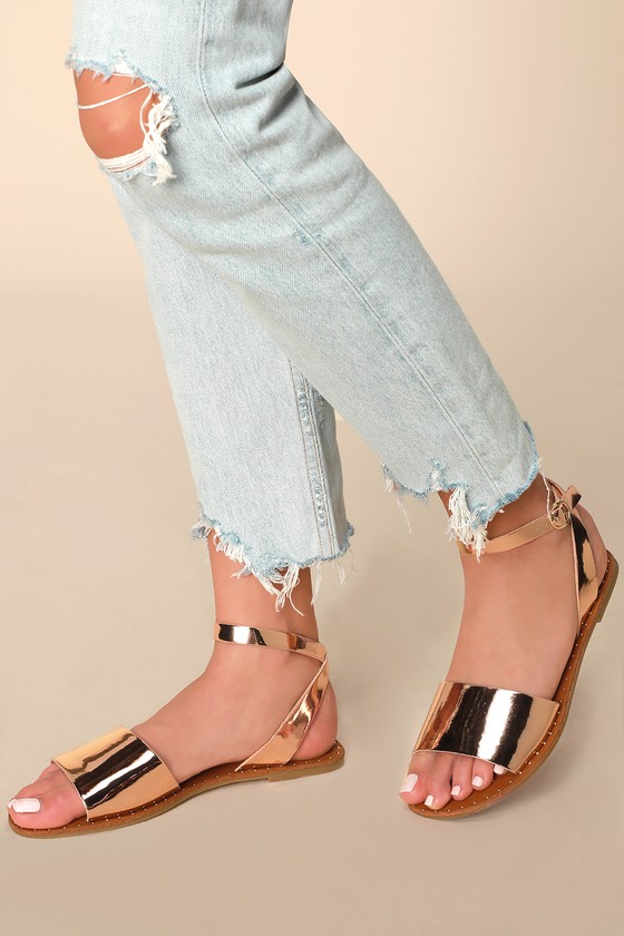 rose gold closed toe sandals