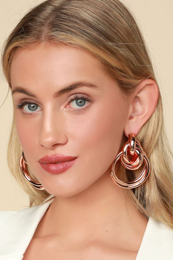 Judith Rose Gold Oversized Knot Earrings 1
