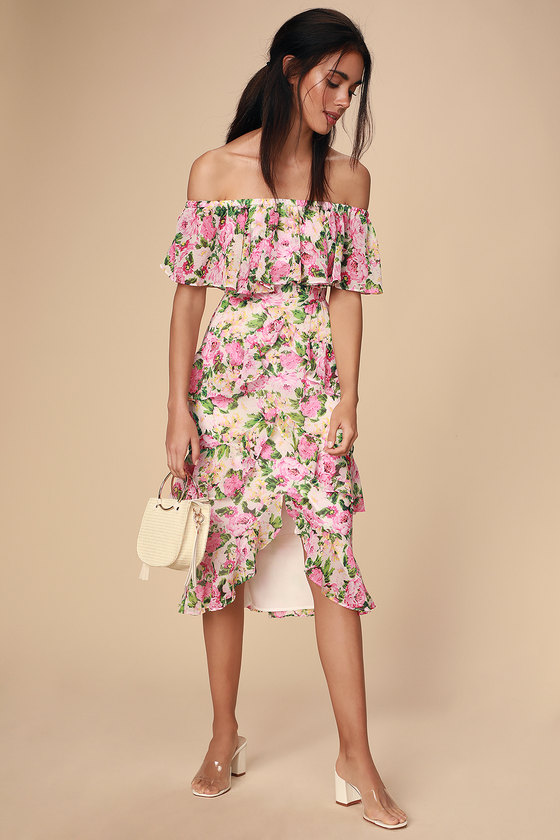 Wayf Off The Shoulder Midi Dress Flash ...