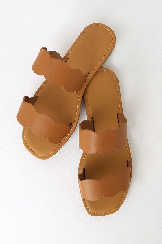 Cute Slide Sandals - Tan Sandals - Square Toe Slide Sandals - Lulus