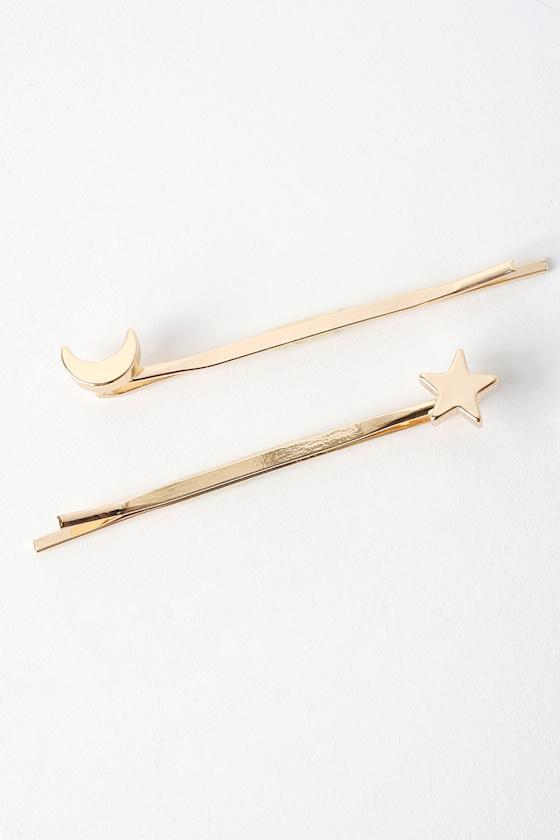 Best Wishes Gold Star and Moon Hair Pins 3