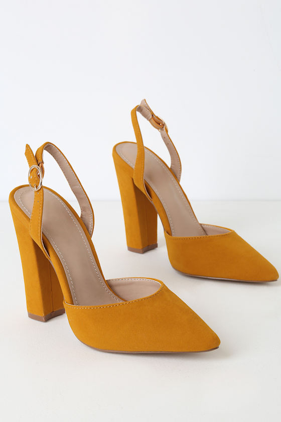 Chic Mustard Pumps PointedToe Pumps Slingback Pumps Lulus