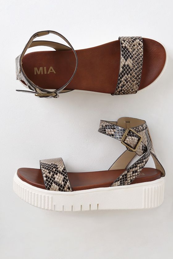 Lunna Leopard Multi Beige Multi Snake Embossed Flatform Sandals 2