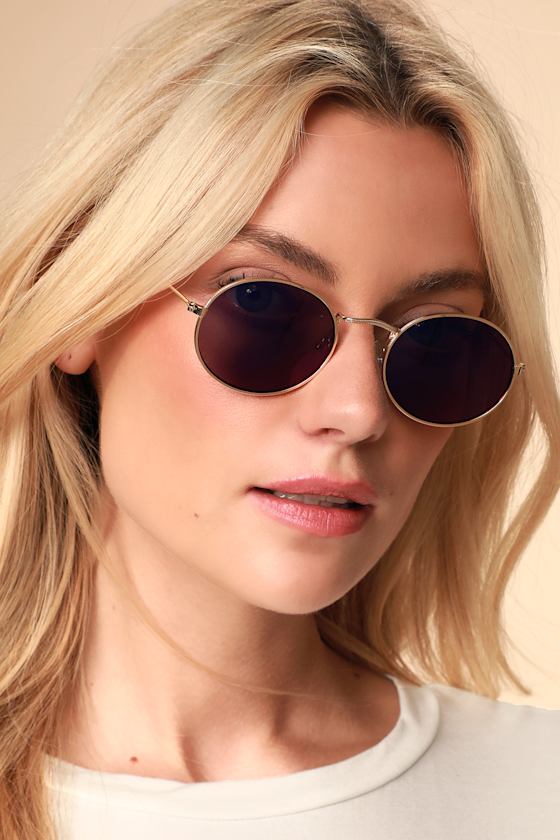 Manifest Purple Mirrored Oval Sunglasses 4