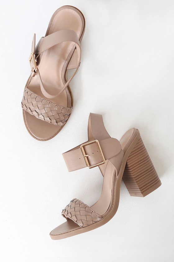 taupe block heel sandals