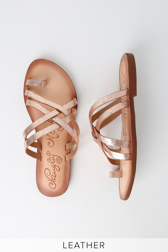 Naughty Monkey Zooche - Rose Gold Sandals - Leather Sandals - Lulus