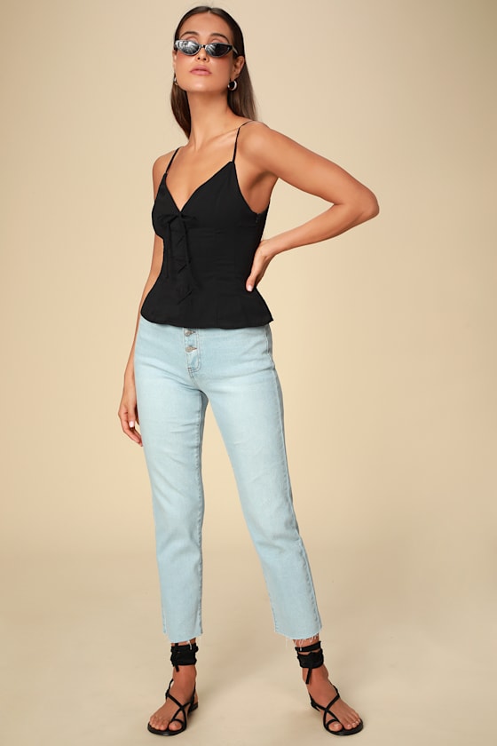 Ready or Not Black Lace-Up Top 2