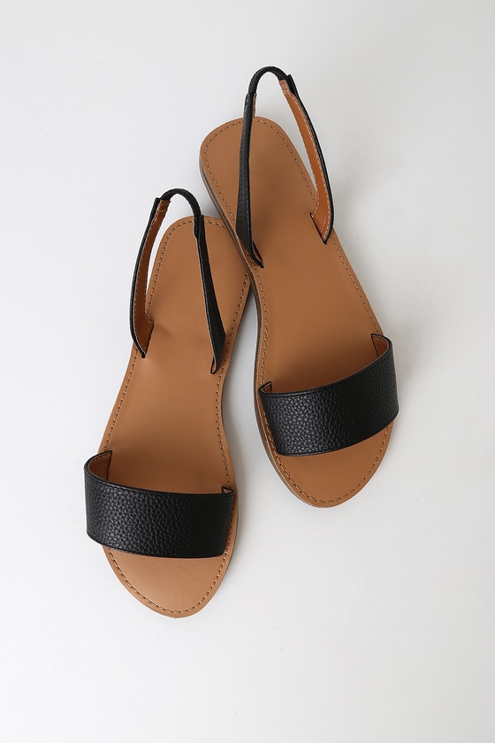 Pretty Black Sandals - Slingback Sandals - Vegan Leather Sandals - Lulus
