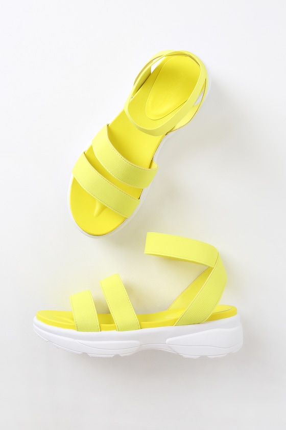 Cute Neon Yellow Sandals - Platform 