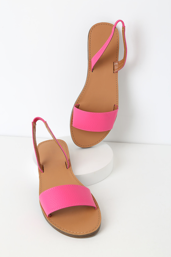 Pretty Fuchsia Sandals - Slingback Sandals - Flat Sandals - Lulus