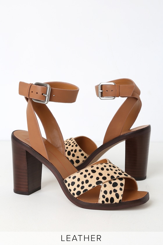 Dolce Vita Nala - Leopard Ankle Strap Heels - Calf Hair Heels - Lulus