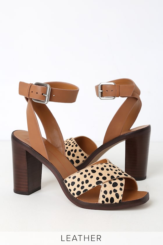Nala Leopard Calf Hair Ankle Strap Heels 1