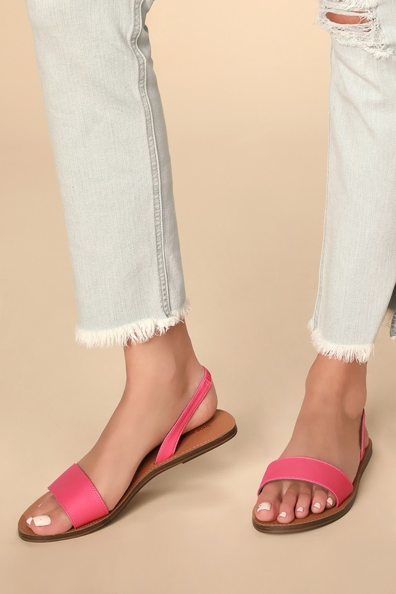 Pretty Fuchsia Sandals - Slingback Sandals - Flat Sandals - Lulus