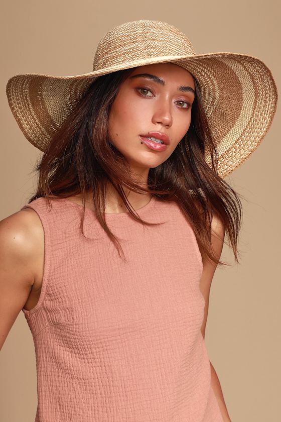 Banyan Beige and Ivory Floppy Straw Hat 1