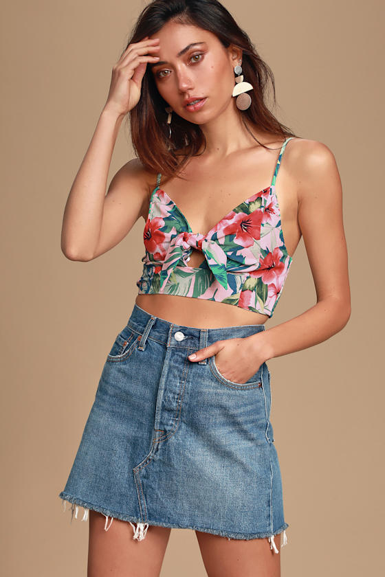 tie front crop top forever 21