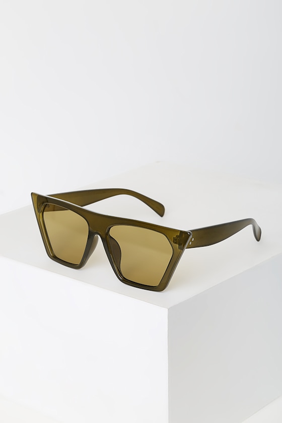 Cute Olive Green Sunnies Shield Sunglasses Green Sunnies