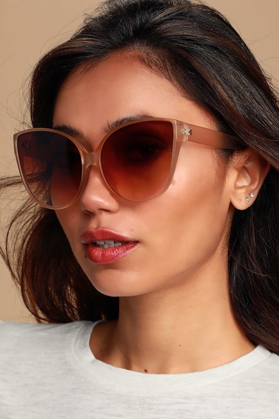 Cute Matte Beige Sunglasses Oversized CatEye Sunglasses Lulus