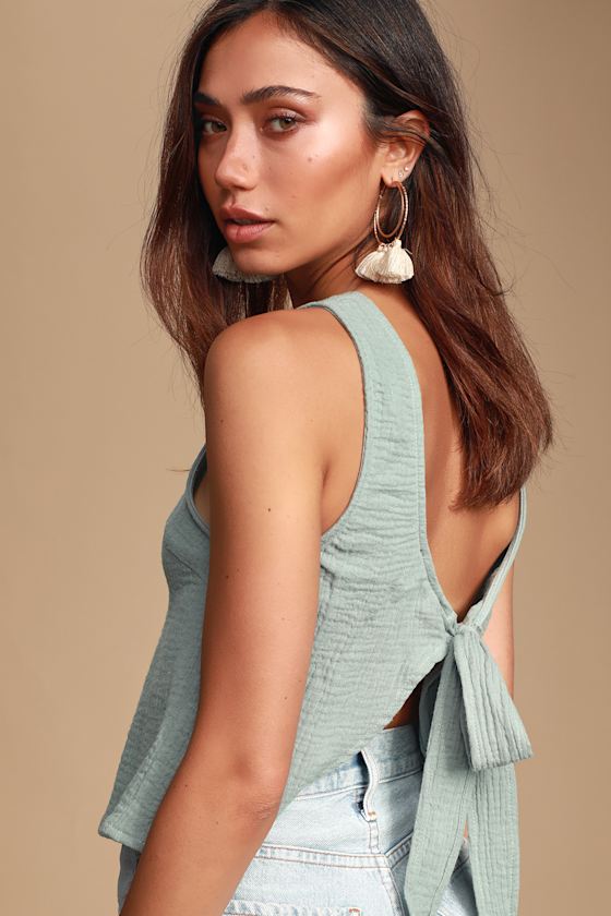 Julisa Sage Green Tie-Back Tank Top 5