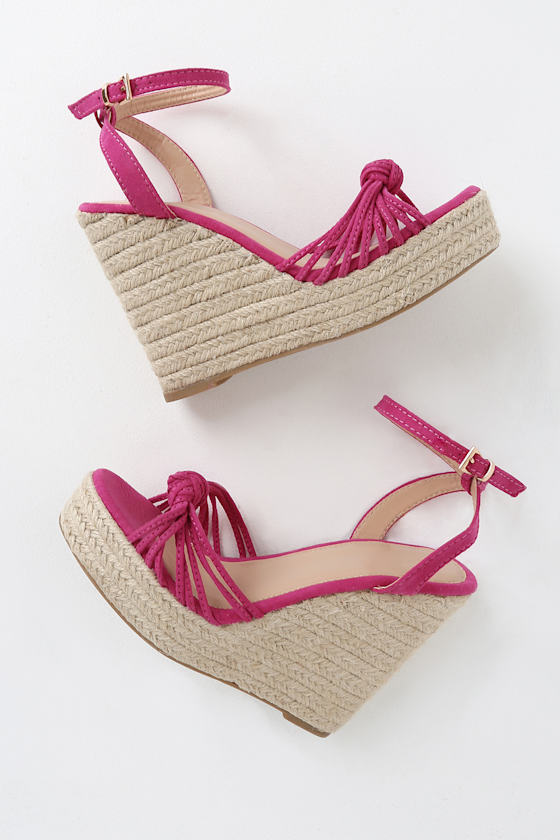 Mikkel Magenta Suede Espadrille Wedges 4