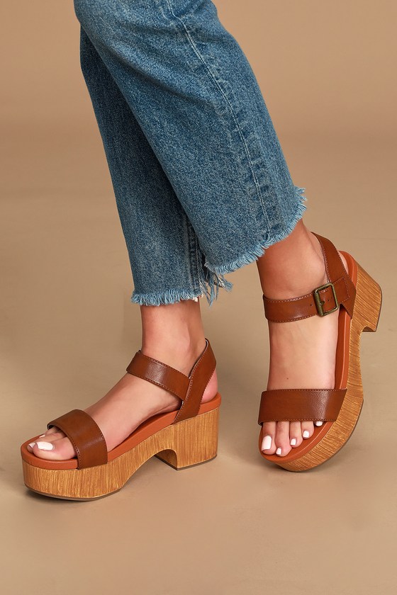 platform tan heels