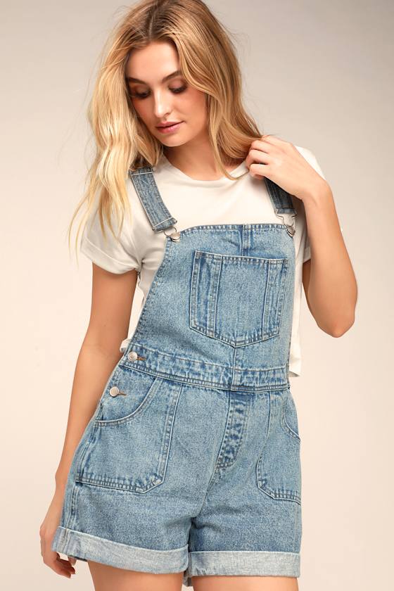 Sunny Strolls Light Wash Denim Short Overalls? 2
