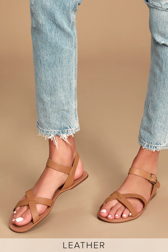 Cute Cognac Vachetta Leather Sandals - Buckling Sandals - Sandals - Lulus