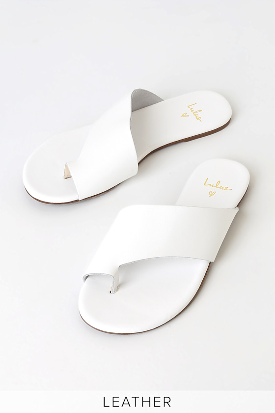 white toe loop sandals