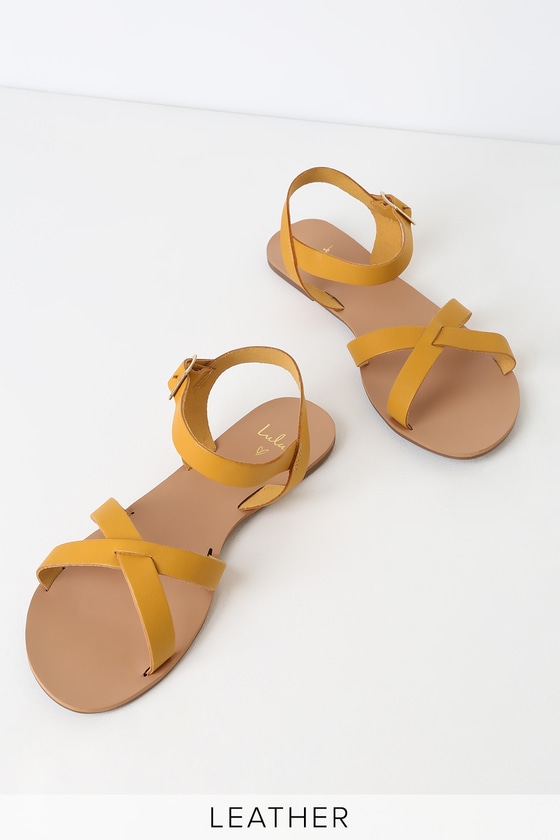 womens yellow leather sandals