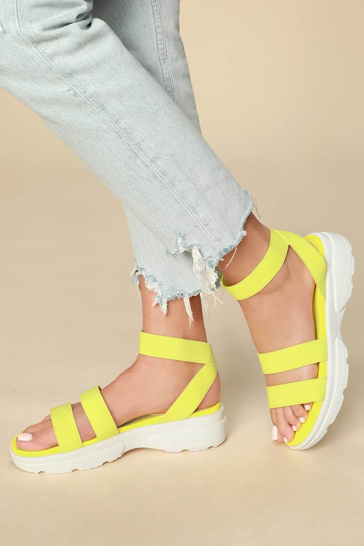 Lydia Neon Yellow Platform Sandals