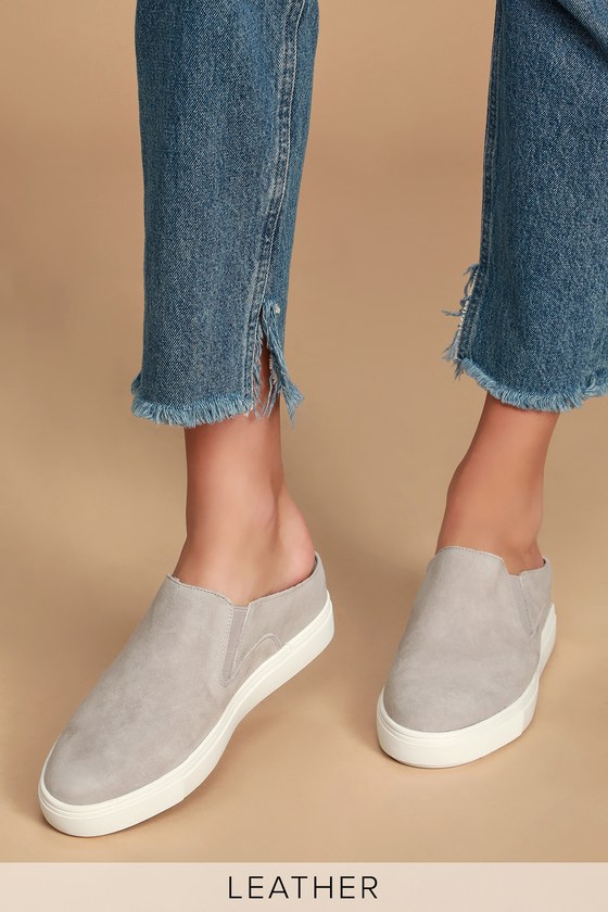 steve madden gray suede slip ons