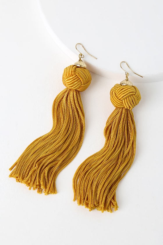 Cute Mustard Yellow Earrings Tassel Earrings Yellow Tassels Lulus