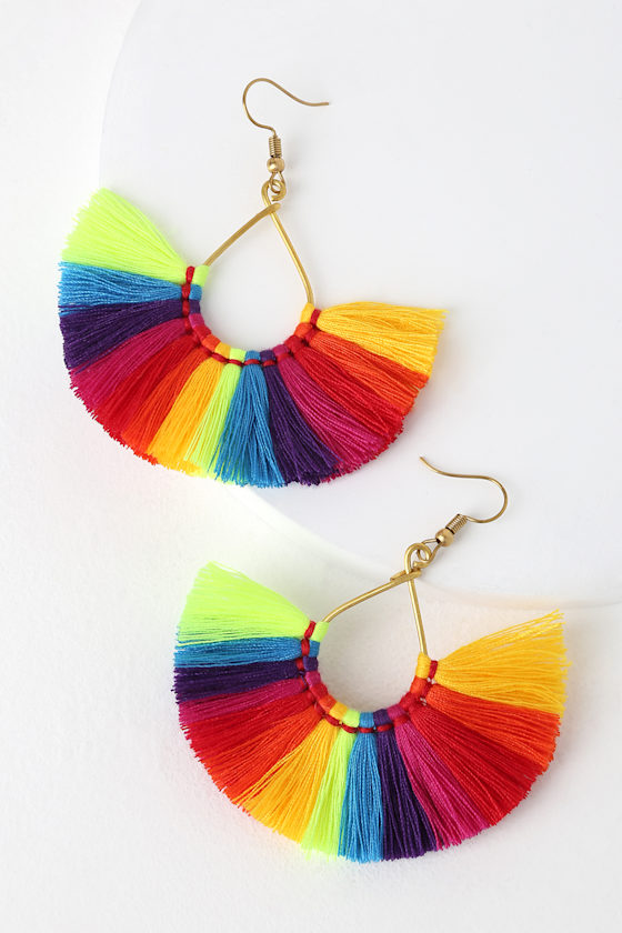 Cute Rainbow Tassel Earrings Earrings Rainbow Earrings