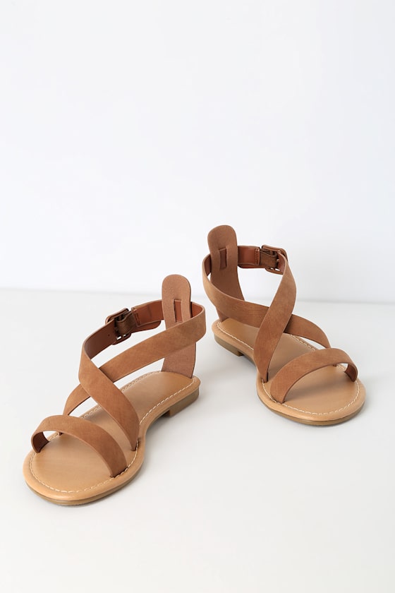 Tia Ruched Vegan Suede Sandal, Driftwood Tan