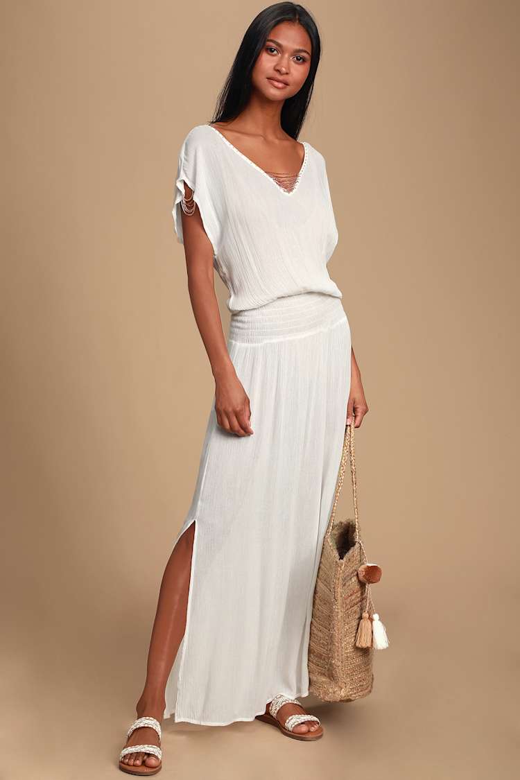 Cute White Cover-Up - Swim Cover-Up - Beaded Swim Cover-Up - Lulus